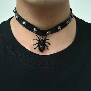 Spinne Nieten Alternative Gothic Grunge Okkult Skater Mosher Halsband Halskette - Bild 1 von 1