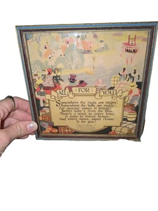 Antik 20er Jahre Art Deco BUZZA MOTTO Orig Holz gerahmt Gedicht All For You - Bild 1 von 3