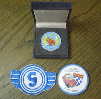 Colección Goggo 50 años; parche, medalla conmemorativa, botón / Goggomobil Foto 1 de 2