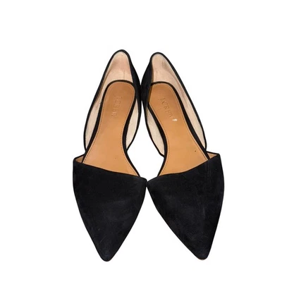J Crew Negro Gamuza Punta D'Orsay Ballet Pisos Elegantes Usados Para Mujer 7.5 Foto 1 de 4