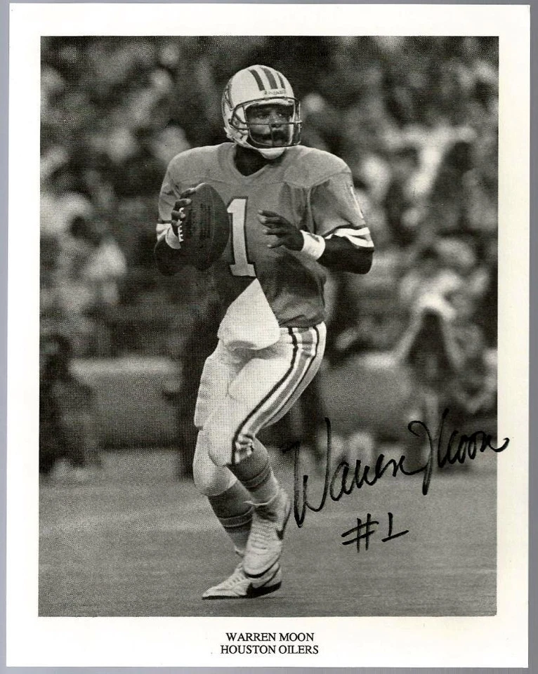 Houston Oilers HOF Warren Moon Signed Auto 6x8 Vintage Photo JSA SOA - Image 1 of 1