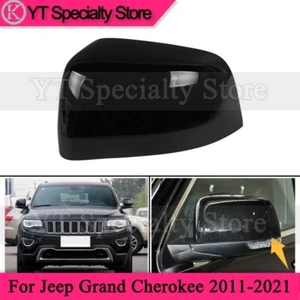 Black Left Rearview Door Mirror Shell Cover Cap For Jeep Grand Cherokee 2011-21 - Picture 1 of 5