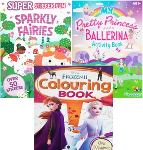 Girls Colouring Books For Children Sticker Activity Book DISNEY FROZEN FAIRIES - Picture 1 of 61