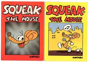 Lot of 2 SQUEAK THE MOUSE French Comic Postcards Vintage 1988 Massimo Mattioli - Bild 1 von 3
