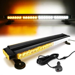 54 LED Emergency Light Bar Rooftop Double Side Strobe Warning Light Amber/White - Picture 1 of 6
