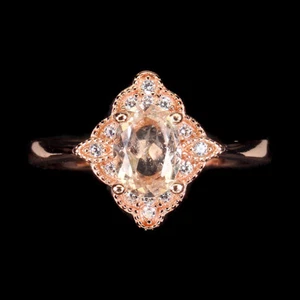 Anillo De 6Mm De Morganita Rosa Simulada De Plata Esterlina 925 Talla 7 - Imagen 1 de 10