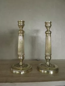 Gilt French Pair Candelabras Candle holders antique ornate bronze CANDLESTICKS - Picture 1 of 11