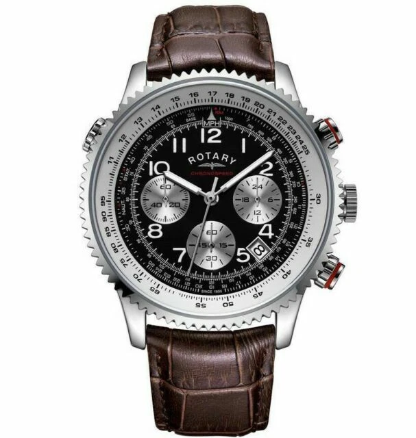 Rotary GB03351 Chronospeed Chronograph Brown Leather Strap Wristwatch for Men