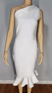 New Luxury Women's White Dress One Shoulder Size M - Picture 1 of 11