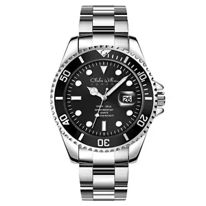 Charles William Herrenuhr Schwarz Silber Datum Quick UK DIspatch - Bild 1 von 1