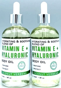 (2) Vitamina E + aceite hialurónico para todo el cuerpo verbena de coco 8 oz cada uno, ¡NUEVO!! - Imagen 1 de 2