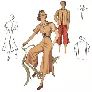 1930er Jahre Nähmuster: Zweiter Weltkrieg Höschen Kleid, Jacke, Safari - Büste = 30 Zoll (76,2 cm) - Bild 1 von 2