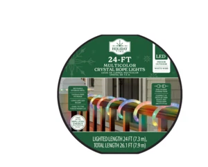 New Holiday Time Multicolor LED Crystal Rope Light with White Wire, 24' - Picture 1 of 2