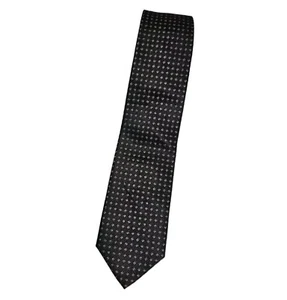 HUGO BOSS RED TAG Men's 100% Silk Necktie LUXURY Tie Black Geometric W:2.4" EUC  - Picture 1 of 4