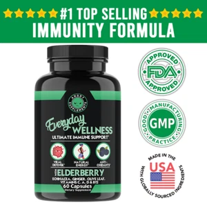 Everyday Wellness: VITAMIN C ZINC ELDERBERRY ECHINACEA 12 in 1 Sistema Inmune - Picture 1 of 12