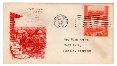 #757 Grand Canyon National Park 1935 Farley FDC - Planty #1 Grimsland - Image 1 of 2