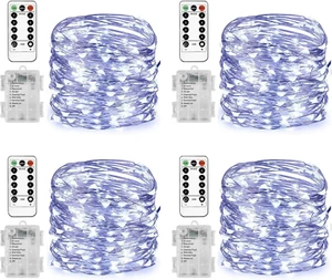 4 Pack 20 Ft 60 LED Fairy Lights Battery Operated String Lights with Remote W... - Picture 1 of 1