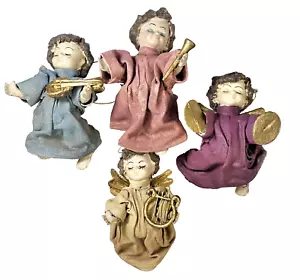 "4 adornos de colección de ángeles vacaciones de Navidad 4"" instrumentos musicales coro celestial" - Imagen 1 de 10