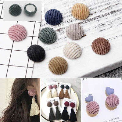 50 Flatback Velvet Covered Buttons 15mm Round Half Ball Cabochon For Earring - Image 1 of 4