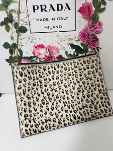 ASPINAL OF LONDON CLUTCH LEOPARD LEATHER SHOULDER BAG WITH CHAIN - Picture 1 of 18