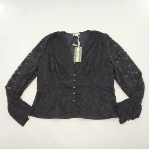 Blusa donna ultra rosa taglia small nera manica lunga pizzo scollo a V - Foto 1 di 6