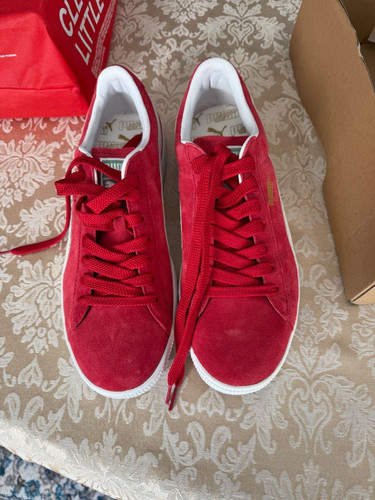 Sneakers casual uomo Puma scamosciate classiche nastro rosso bianco 181649 01 taglia 11