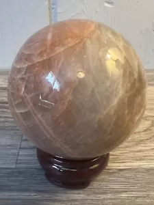 Mondstein Kugel | braun-grau | glänzendes Fleisch | 3,308 Zoll | 1,856 Pfund - Bild 1 von 16