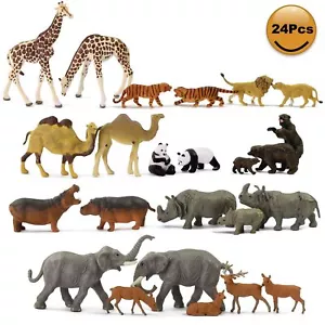24 piezas Modelo Tren Escala H0 Animales Salvajes PVC Elefante Camello Jirafa Panda - Imagen 1 de 6
