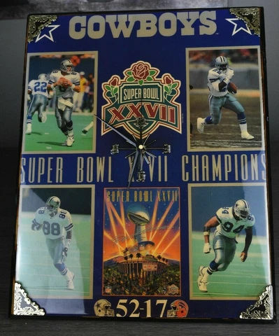 1993 DALLAS COWBOYS STARLINE CLOCK SUPER BOWL XXVII 27 Troy Aikman Emmitt Smith Cover