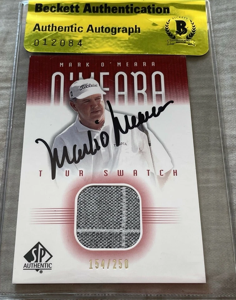 Mark O'Meara autographed signed 2001 SP Authentic Golf worn shirt card #/250 BAS - Image 1 of 1