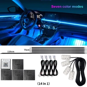 14 in 1 Car Atmosphere Interior RGB LED Acrylic Guide Fiber Optic Ambient Light - Picture 1 of 12