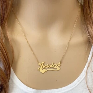 Collar de corazón personalizado de oro sobre plata esterlina - Jessica - Imagen 1 de 4