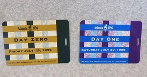 1996 Atlanta OLYMPICS SECURITY PASS    DAY ZERO + DAY ONE  Excellent condition - Picture 1 of 2