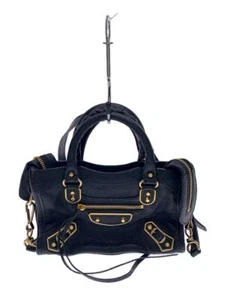 BALENCIAGA Tote Bag Shoulder Mini City 453293 Leather Black Used - Picture 1 of 9