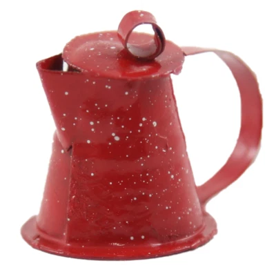 Bambole Casa Rosso a Macchie Spatterware Teiera Bollitore Caldo Pentola Cucina - Immagine 1 di 4