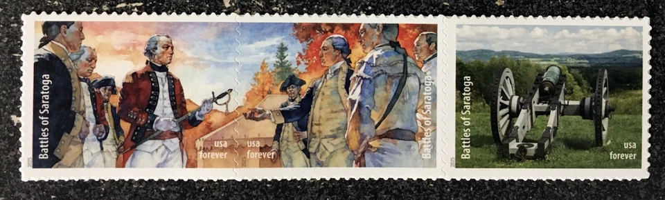2025USA Forever Battlefields of the American Revolution - Saratoga Strip of 3 - Image 1 of 1