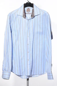 English Laundry Blue Striped Cotton Long-Sleeved Spread Collar Shirt 16 36/37 - Picture 1 of 8