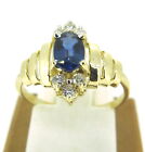 .65 Ct Sapphire 14K Yellow Gold .14 Ct Tw Diamonds Round Brilliant Cut Ring 6.5