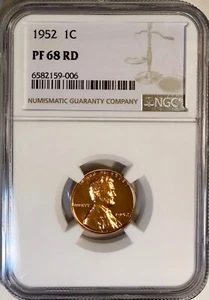 1952 Lincoln Wheat Cent NGC PF68 RD Lustrous Fire Red PCGS List Price $1100.00 - Picture 1 of 2