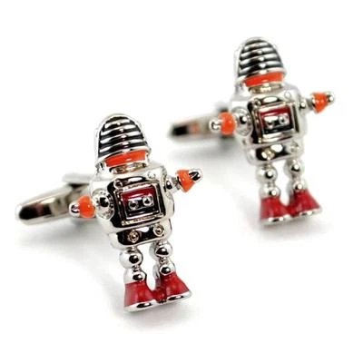 Par de Gemelos Robot Perdidos en el Espacio NUEVO con BOLSA DE REGALO Esmalte Rodio ALTA CALIDAD Foto 1 de 2