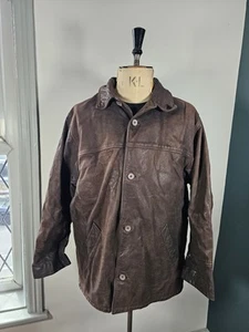 Chaqueta de cuero de vaca OAKWOOD para hombre mediana marrón abrigo de coche de campo pesado - Imagen 1 de 20