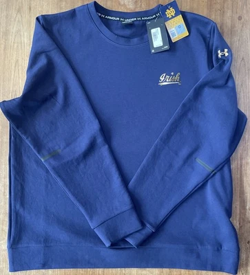 NWT Under Armour Notre Dame Fighting Irish Unstoppable Crewneck XXL gold logo - Image 1 of 4