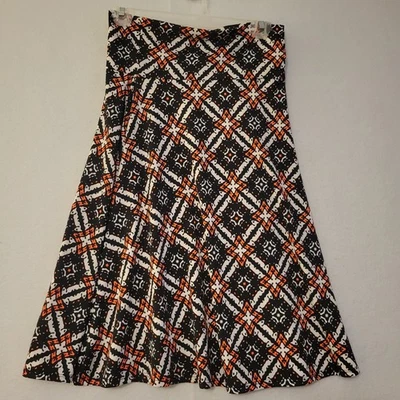 Falda para mujer LuLaRoe negra/naranja/blanca estampada hasta la rodilla talla pequeña Foto 1 de 4