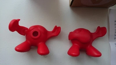 Pair Vintage Alessi Rondo Caps for Toothpaste Tube, Red by Stefano Pirovano 1998
