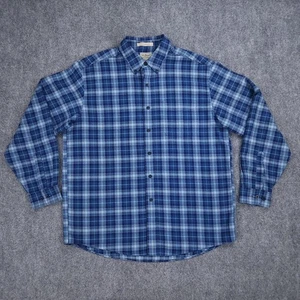 LL Bean Shirt Mens Large Blue Plaid Flannel Button Up Traditional Cotton 253770 - Picture 1 of 9