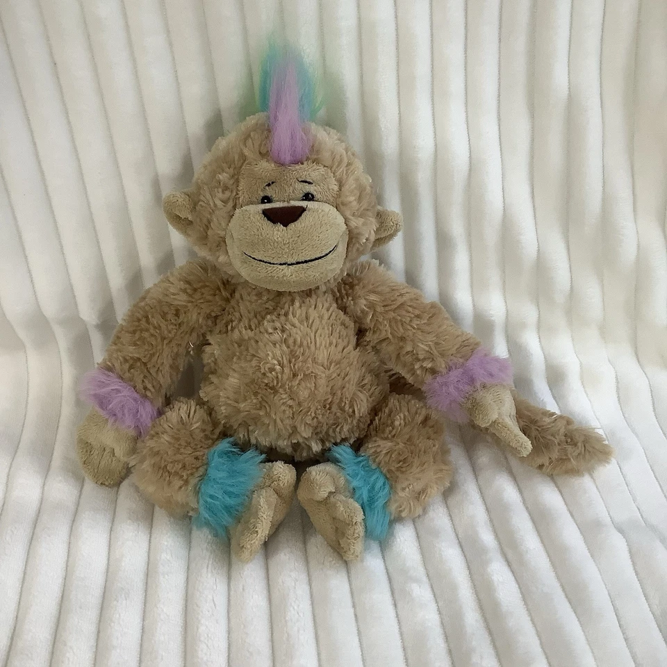 Webkinz Mohawk Monkey Brown Purple Blue Green Stuffed Animal Ganz 8” - Image 1 of 4