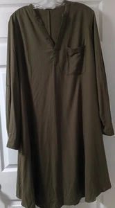 Nuevo con etiquetas Maxi Vestido Just Fab Para Mujer Plus Caqui Talla 2X Mangas con lengüeta enrollable - Imagen 1 de 6