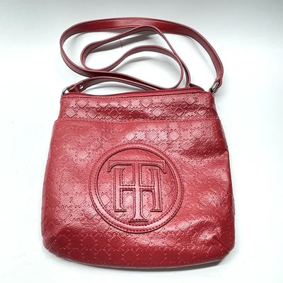Tommy Hilfiger Crossbody Shoulder Strap Zipper Faux Leather Red Bag Purse - Image 1 of 4