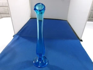 Mid Century Modern Westmoreland? Glass Bluenique 8.5" Swung Vase Blue Bud Vase - Picture 1 of 6