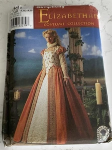 Disfraz isabelino Simplicity 8881 14-20 renacentista reina Isabel sin cortar - Imagen 1 de 4